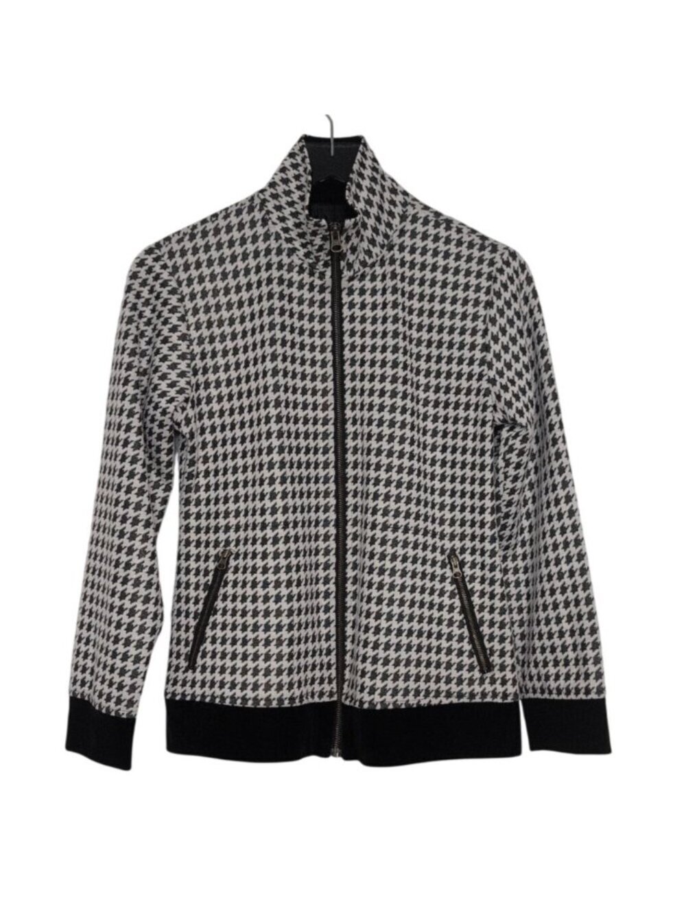 Chicos Travelers 0 Sparkle Houndstooth Roberto Jacket Womens Size XS Black NEW